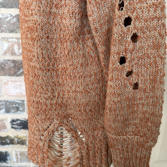 Bad Little Country Girl Cozy Distressed Knit V-Neck Sweater Open Back - Picture 6 of 13